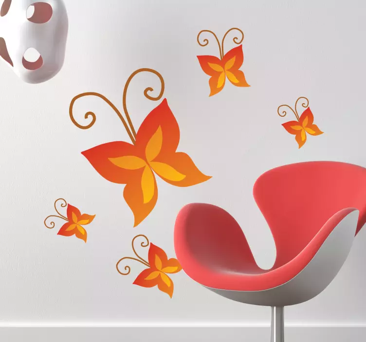 Sticker papillons couleur rouge doré - TenStickers