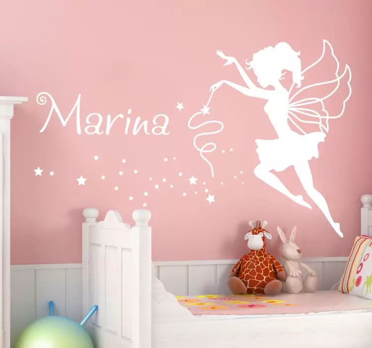 Sticker mural enfant nymphe prénom personnalisable - TenStickers