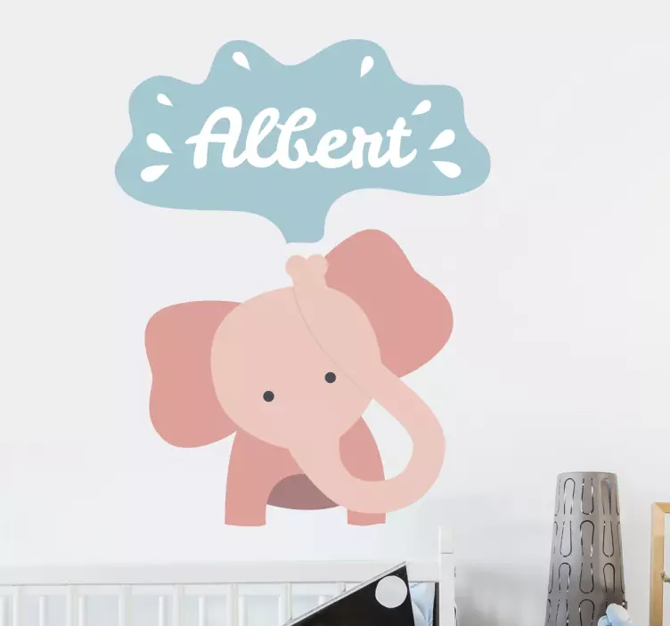 Sticker chambre bébé petit éléphant personnalisable - TenStickers