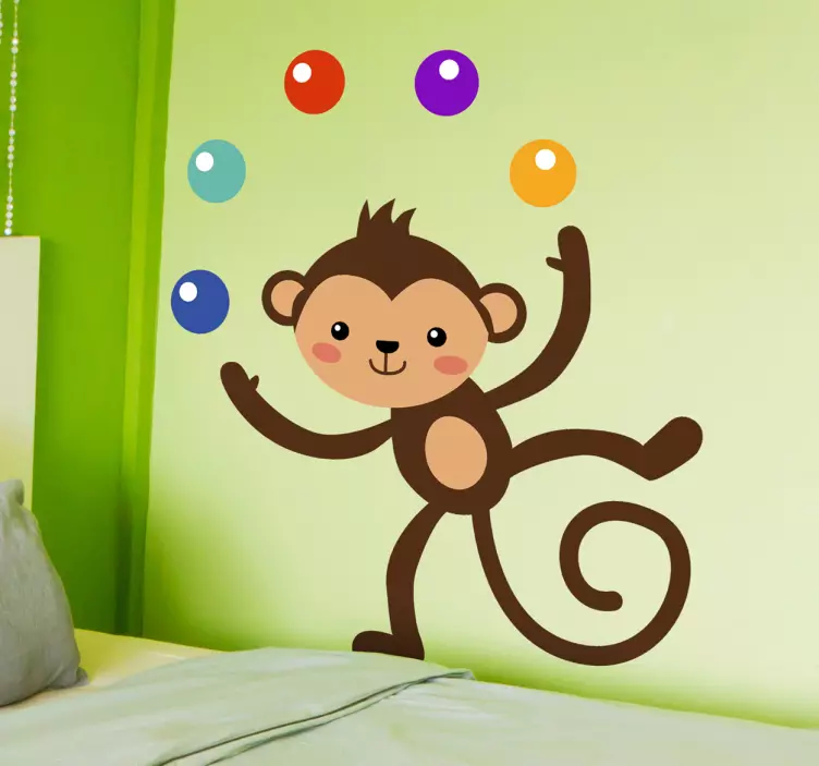 Sticker enfant singe jongleur - TenStickers