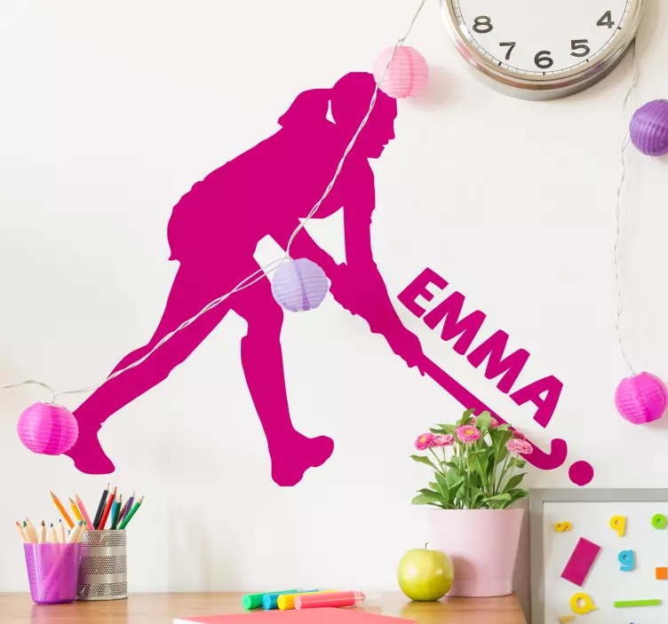 Stickers muraux fille hockey personnalisable - TenStickers