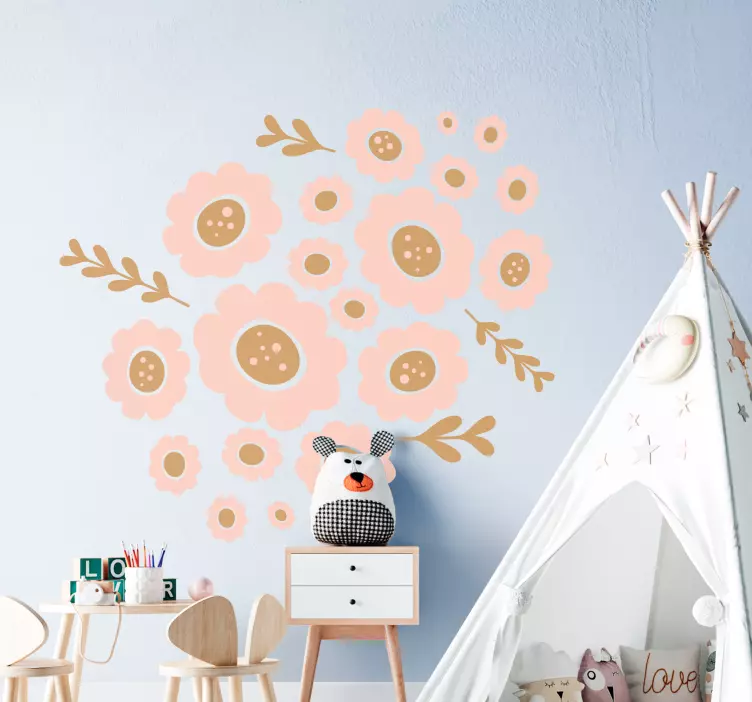 Sticker chambre enfant charmante grappe de fleurs - TenStickers