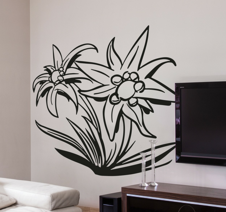 Sticker mural pour salon fleurs Edelweiss - TenStickers