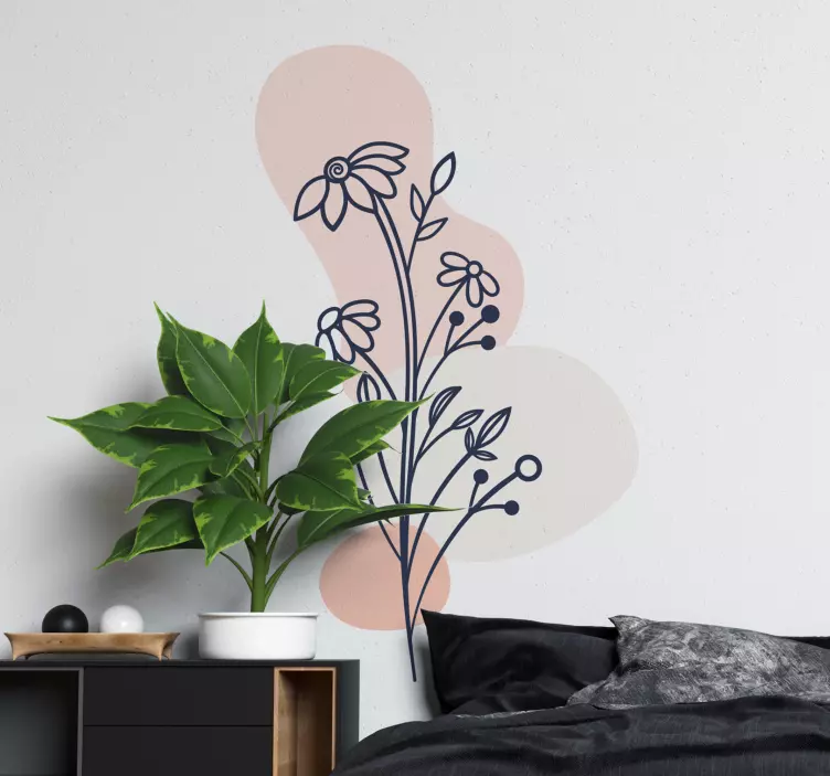Sticker fleurs et plantes art de ligne floral - TenStickers