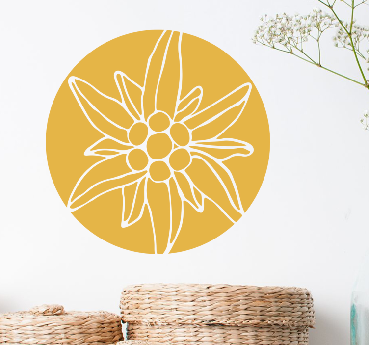 Sticker fleurs et plantes cercle floral d'edelweiss - TenStickers
