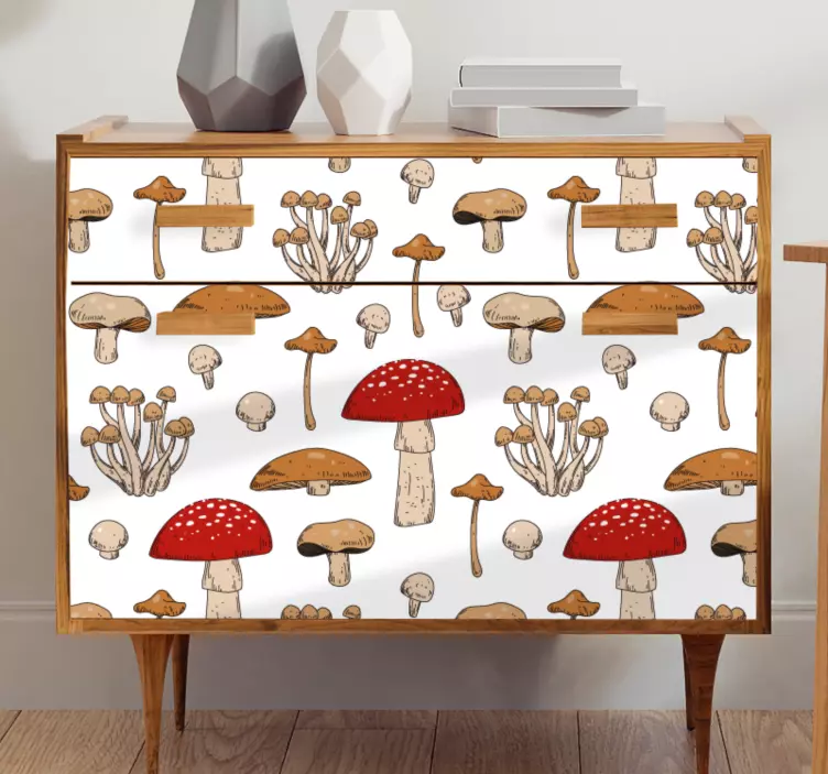 Adhésif meuble motif champignon blanc - TenStickers