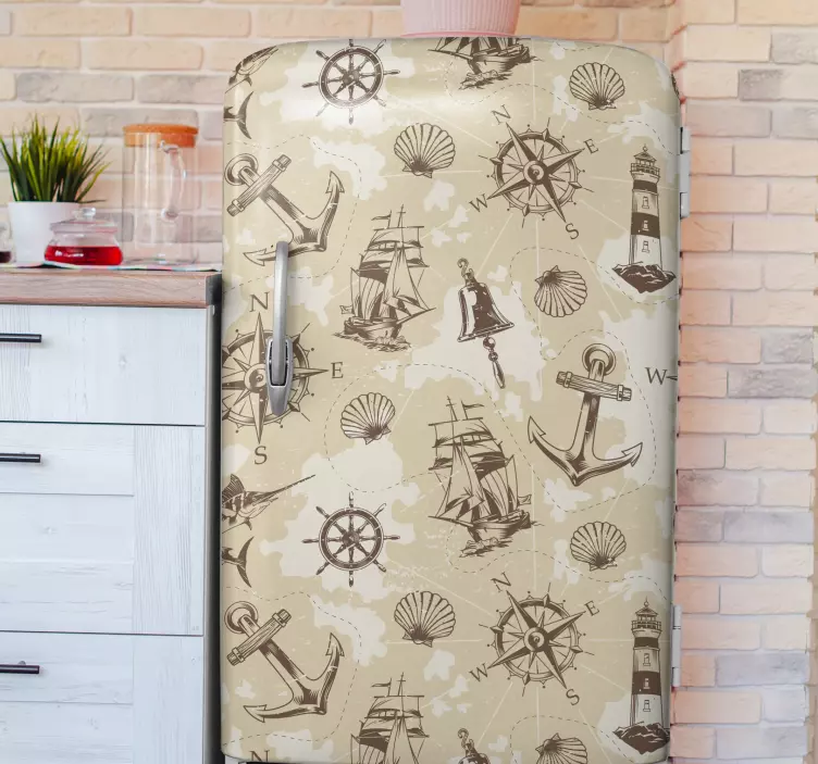 Sticker frigo décoration marine élégante - TenStickers