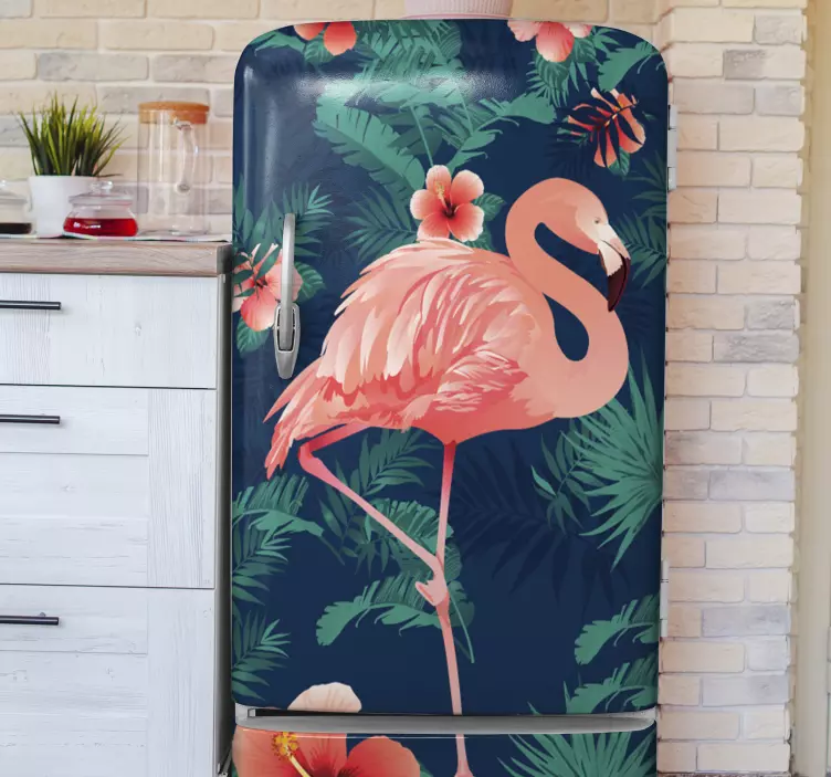 Autocollant frigo grand flamant rose - TenStickers