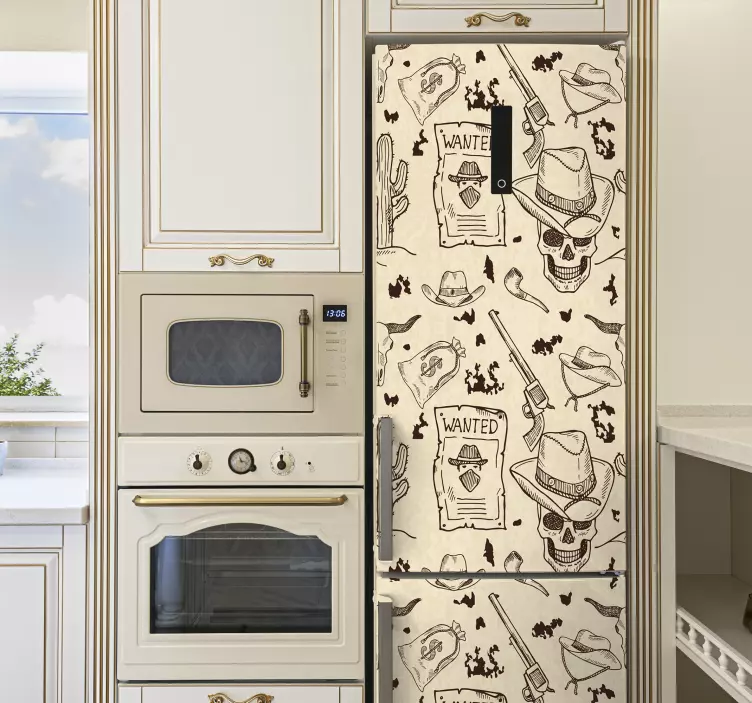 Sticker frigo motif de conception occidentale - TenStickers