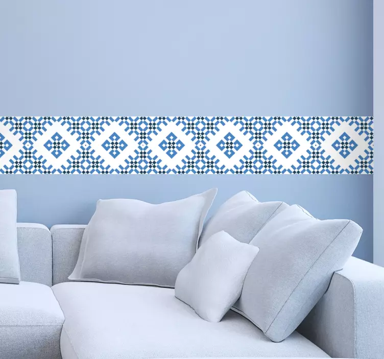 Sticker frise azulejos bleu et blanc - TenStickers