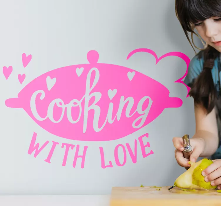 Sticker gastronomie citation d'amour sur la cuisine - TenStickers