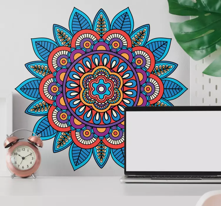 Sticker floral motif de mandala coloré - TenStickers