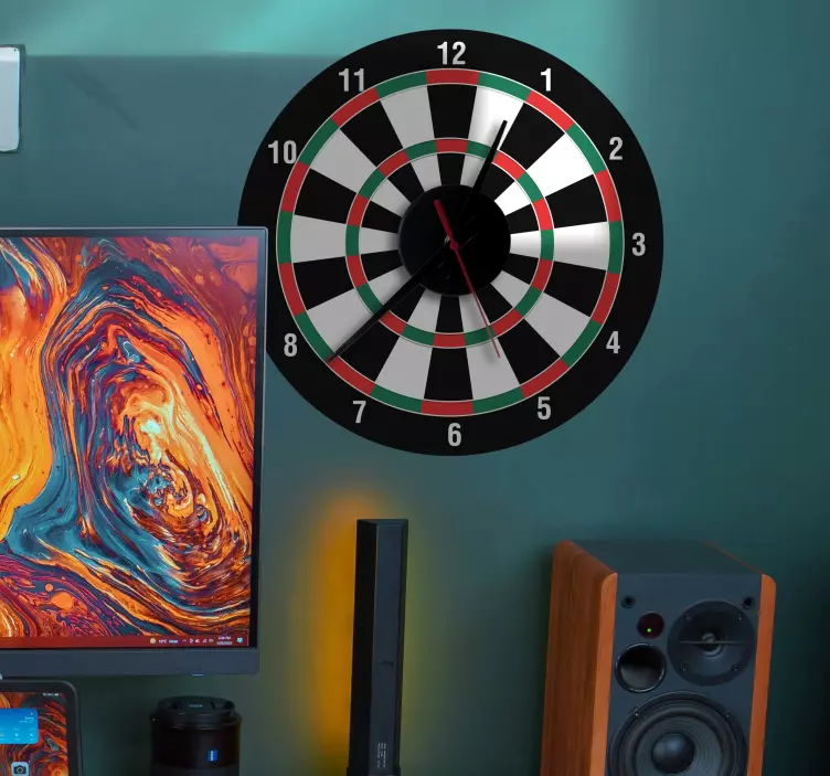 Sticker horloge jeu de fléchettes - TenStickers