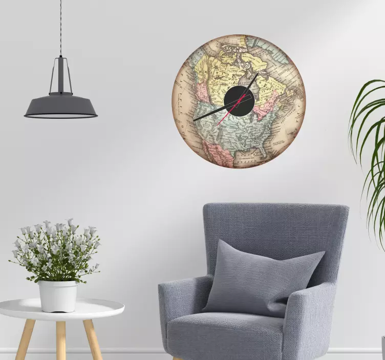 Sticker Horloge Mappemonde - TenStickers