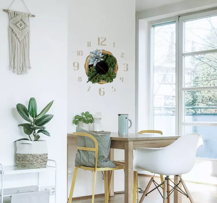 Sticker Horloge rustique avec motif jardin - TenStickers