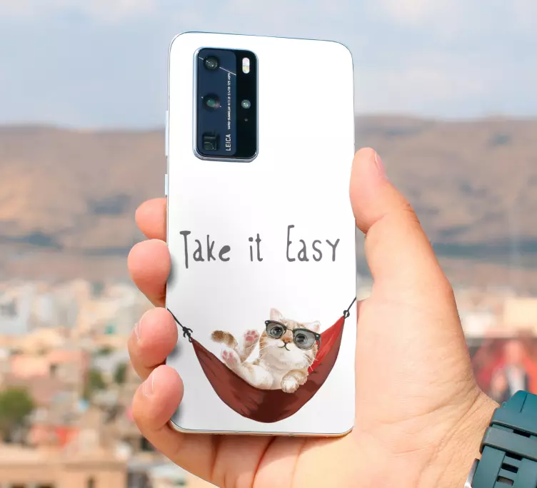 Adorable chat avec des lunettes de soleil autocollant huawei - TenStickers