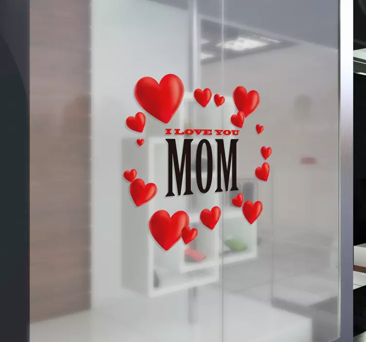 Sticker amour I love you mom et cœurs - TenStickers