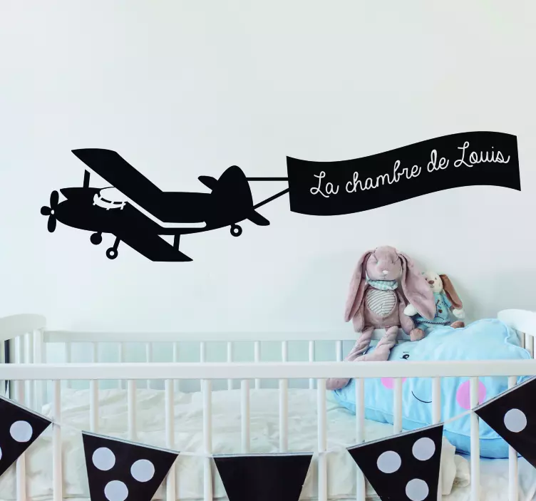 Sticker Illustration Avion avec Prénom - TenStickers