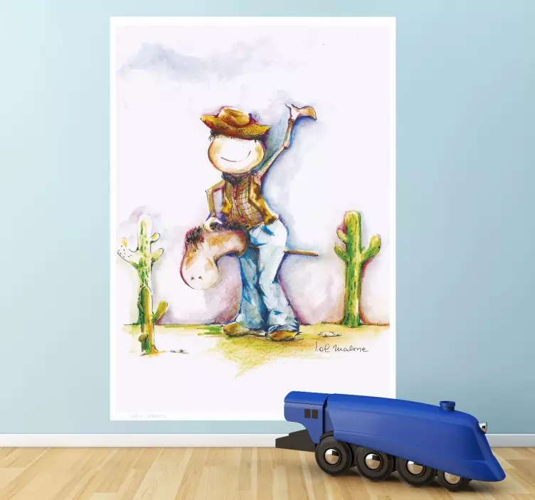 Sticker illustration personnage de cow-boy - TenStickers