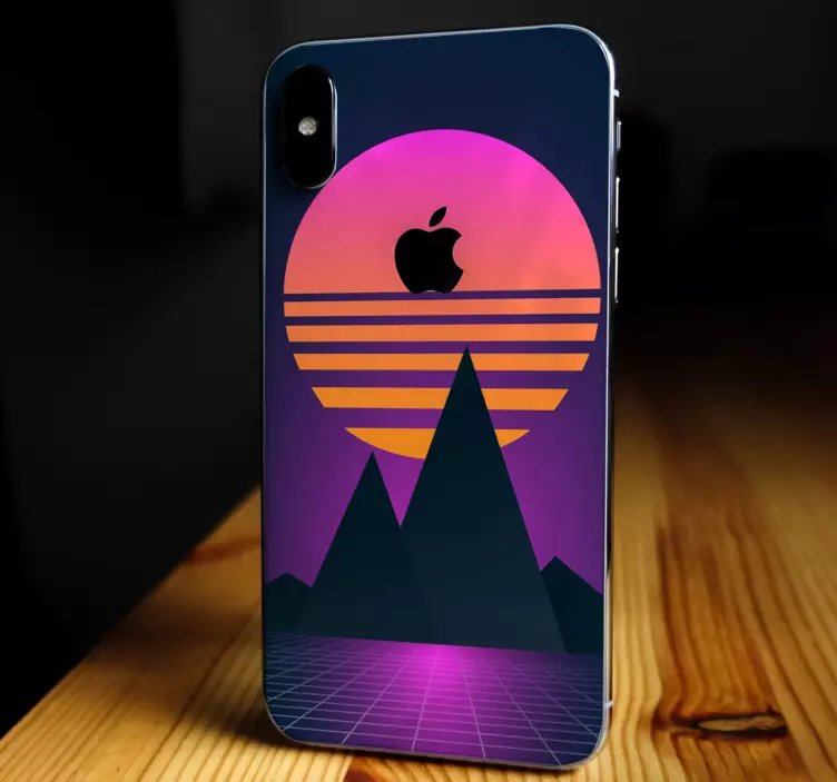 Sticker iphone conception de coucher de soleil en montagne - TenStickers
