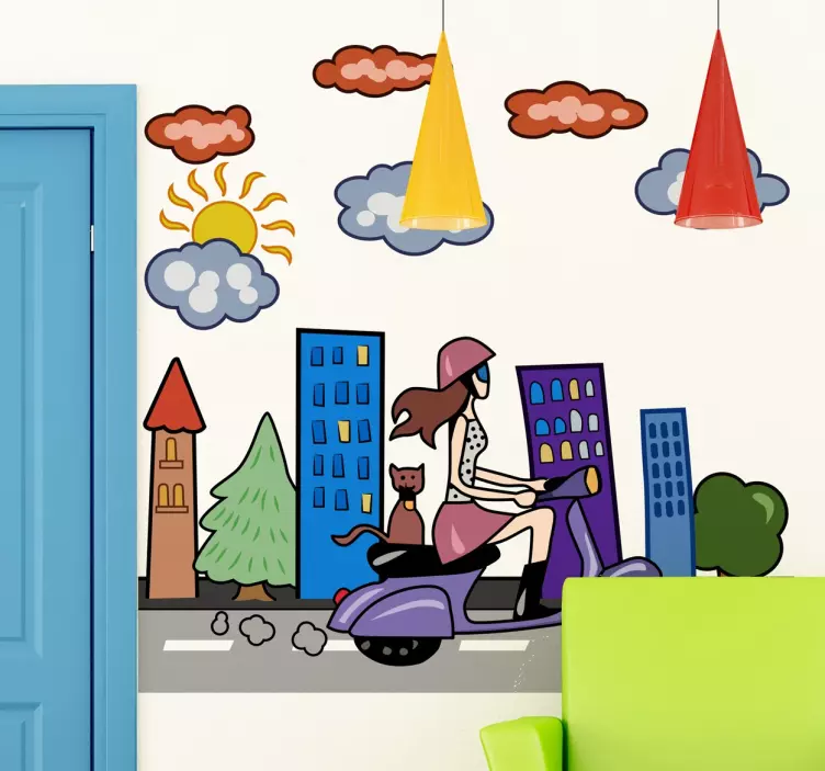 Sticker jeune moto ville - TenStickers