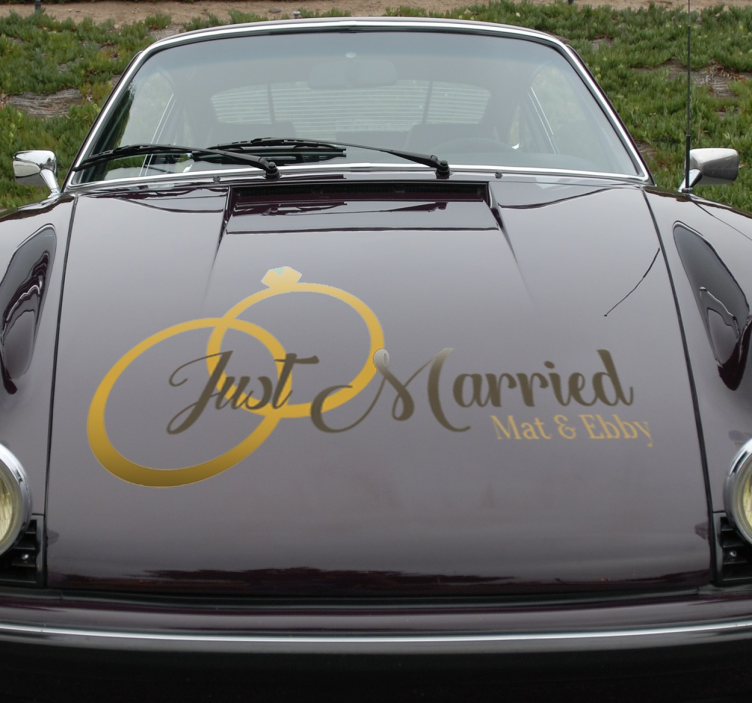 Sticker mariage personnalisé texte Just Marrie - TenStickers