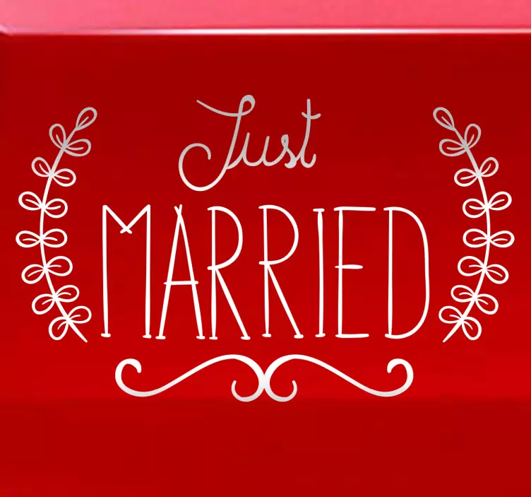 Sticker mariage phrase "Just married" - TenStickers
