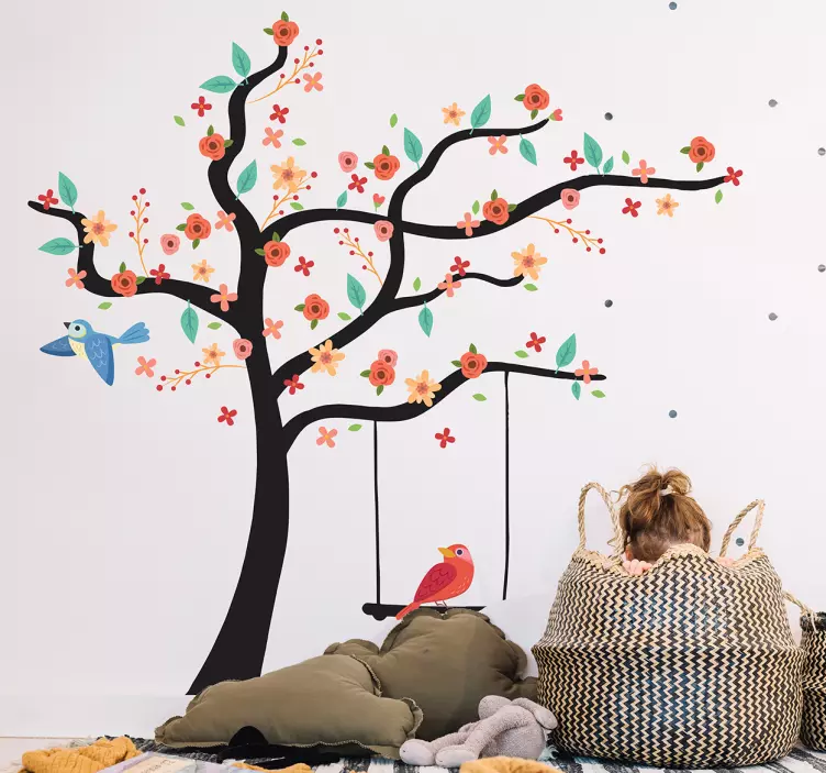Sticker chambre enfant arbre au printemps - TenStickers