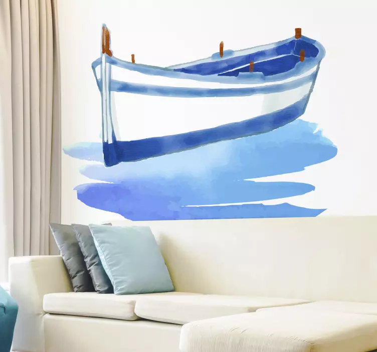 Sticker mural salon barque couleurs pastels - TenStickers
