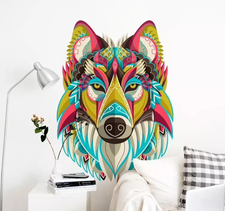 Sticker Maison Loup Tribal - TenStickers