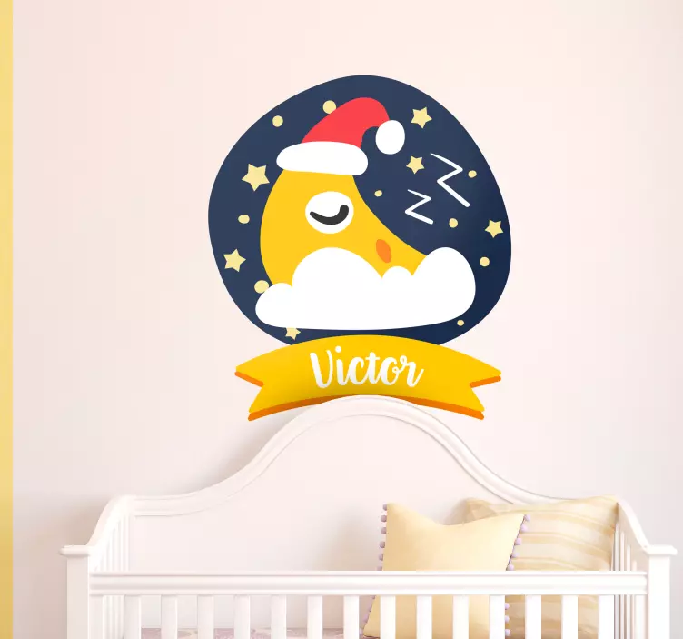Sticker Enfant Lune Dormante Personnalisable - TenStickers