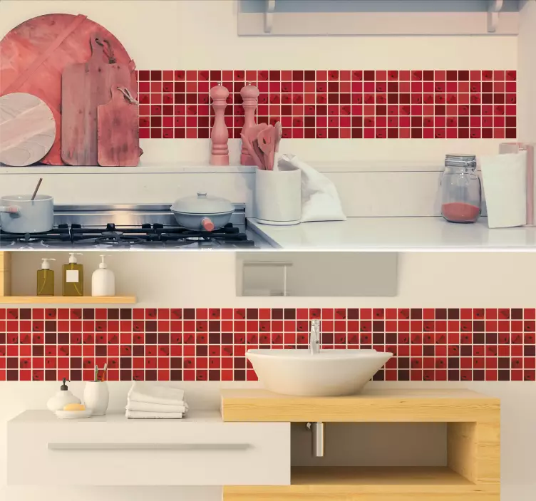 Sticker Maison mosaïque de coquelicots - TenStickers