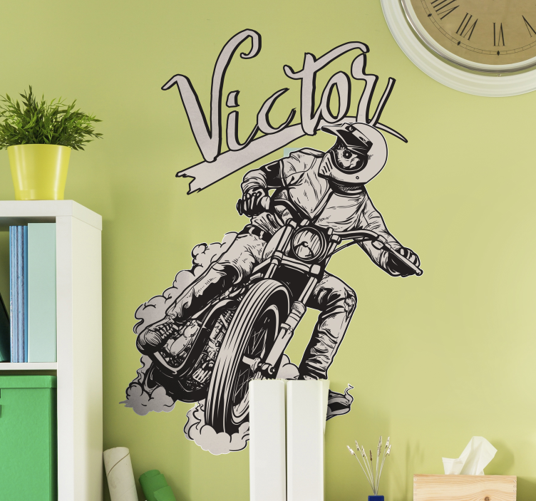 Sticker Maison Moto Nom Personnalisé - TenStickers