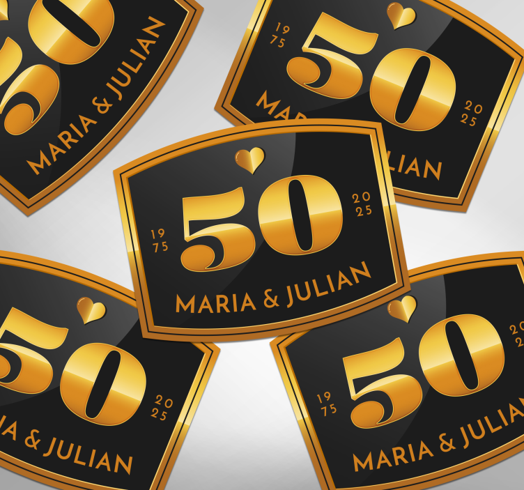 Sticker mariage 50e anniversaire avec noms - TenStickers
