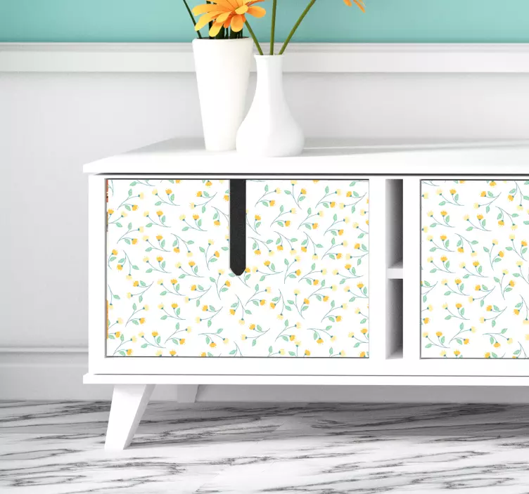Papier autocollant meuble fleurs jaunes - TenStickers