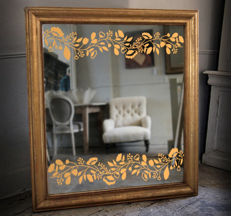 Sticker bords de miroir floraux - TenStickers