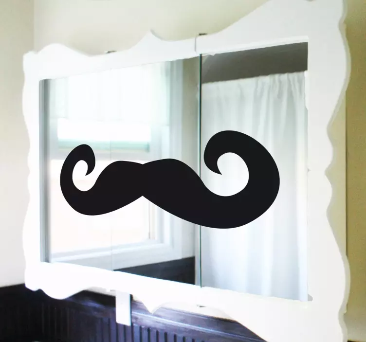 Sticker miroir moustache amusante - TenStickers