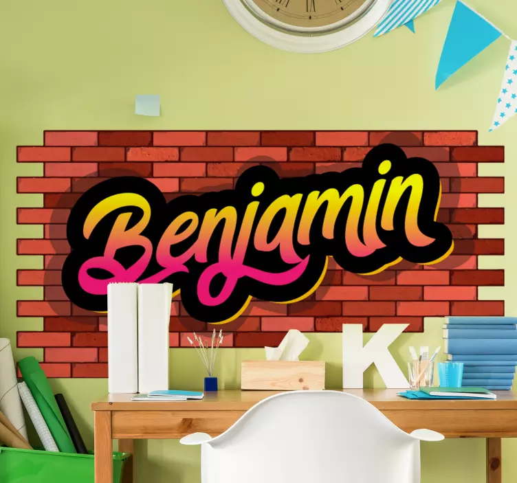 Sticker monde personnalisé avec prénom en briques - TenStickers