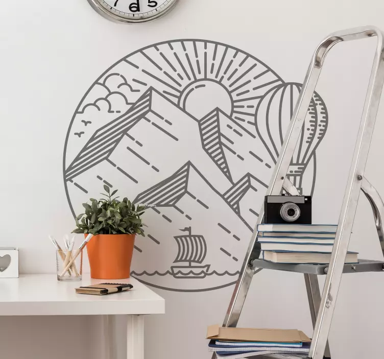 Sticker monde vue panoramique montagneuse - TenStickers