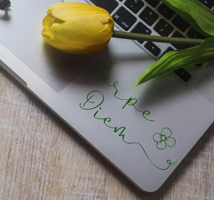 Sticker laptop Carpe Diem et fleur pour pad - TenStickers