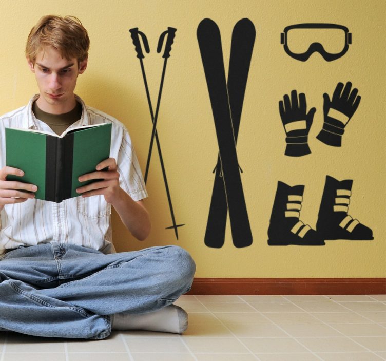 Sticker mural accessoires ski - TenStickers