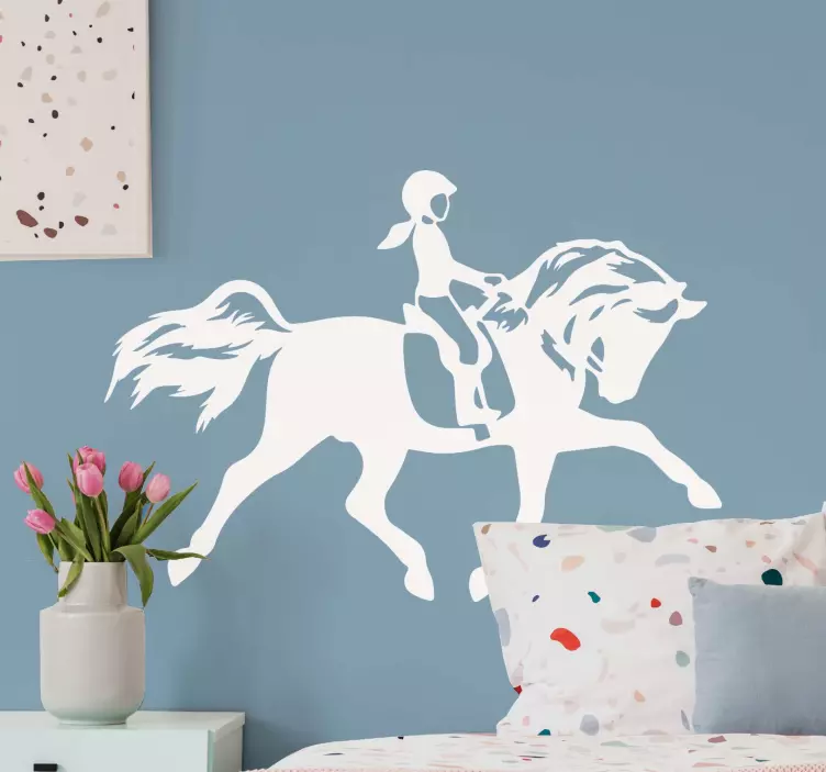 Sticker Animal Fille sur un cheval - TenStickers