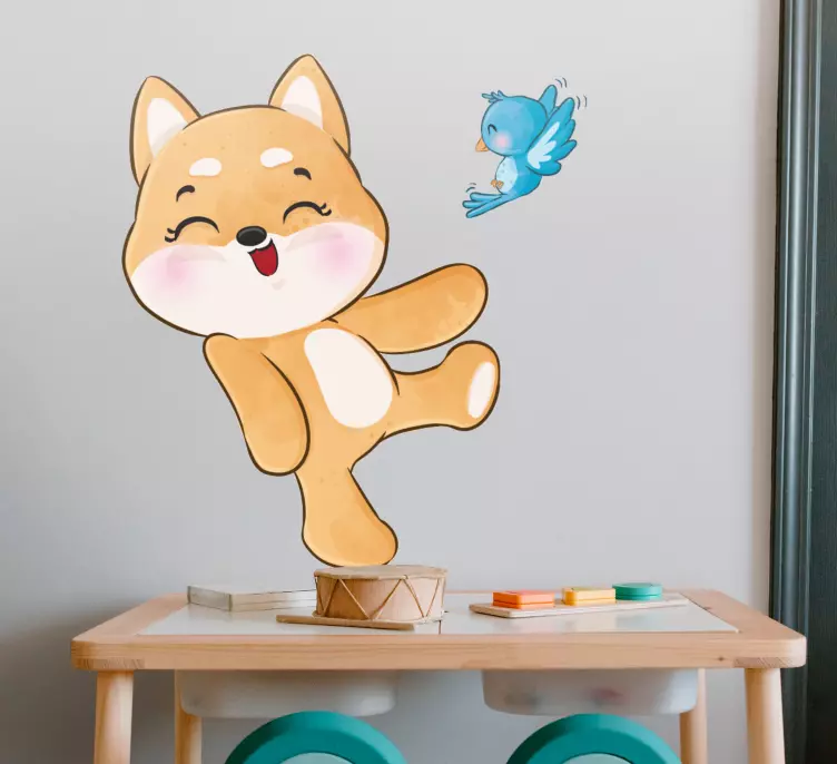 Sticker Chambre Enfant Chiot heureux animal mignon - TenStickers