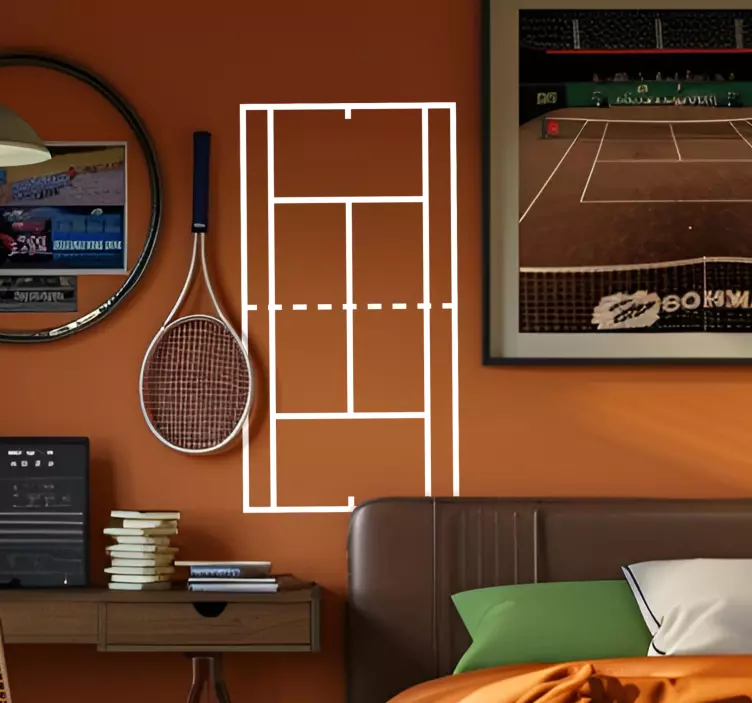 Autocollant mural contour terrain de tennis - TenStickers
