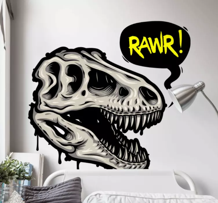 Sticker mural crâne de dinosaure rugissant - TenStickers