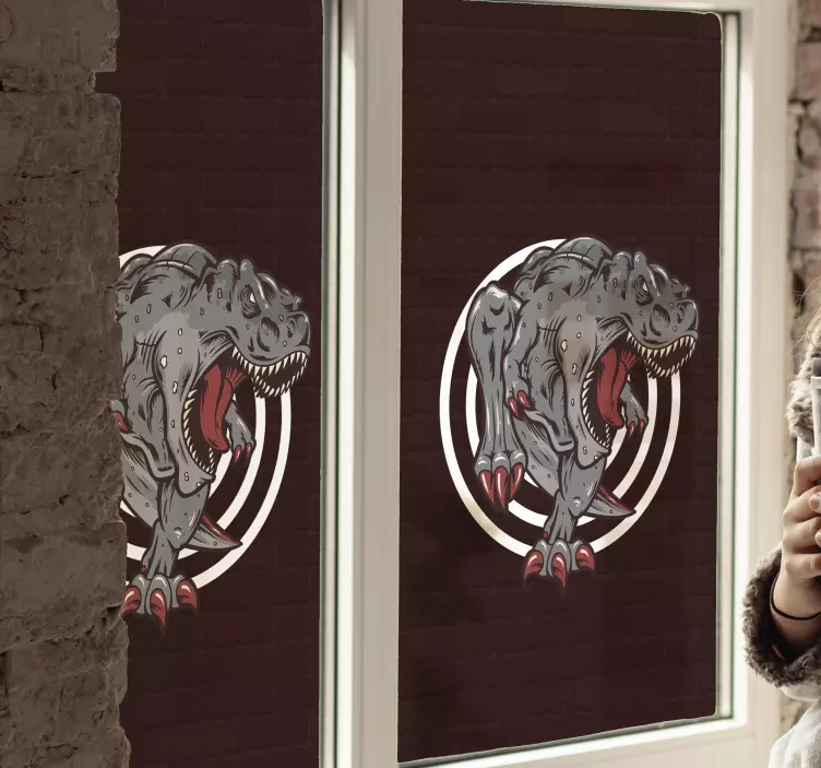 Sticker mural design rugissement de dinosaure - TenStickers