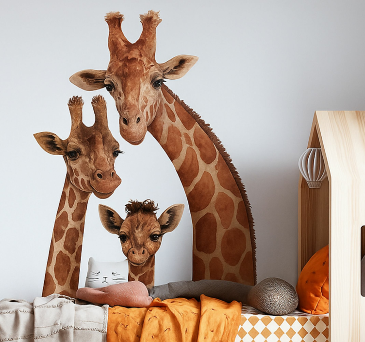 Sticker mural famille de girafes - TenStickers