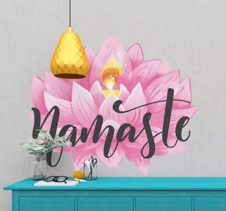Sticker Fleur Namaste lotus rose - TenStickers