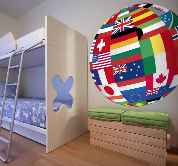 Sticker mural globe drapeaux - TenStickers