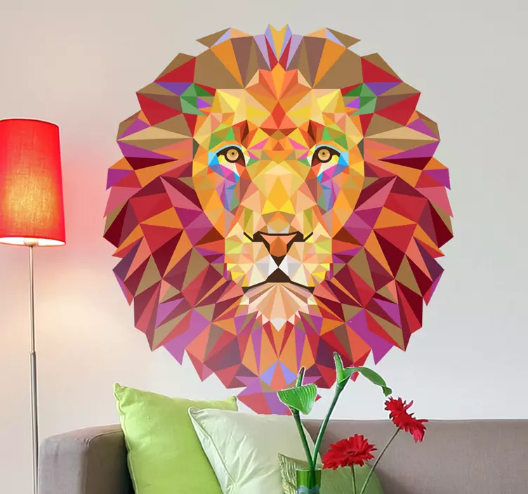 Sticker mural lion coloré - TenStickers